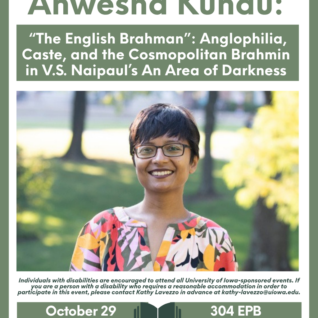 Anwesha Kundu: “The English Brahman”: Anglophilia, Caste, and the Cosmopolitan Brahmin in V.S. Naipaul’s An Area of Darkness promotional image