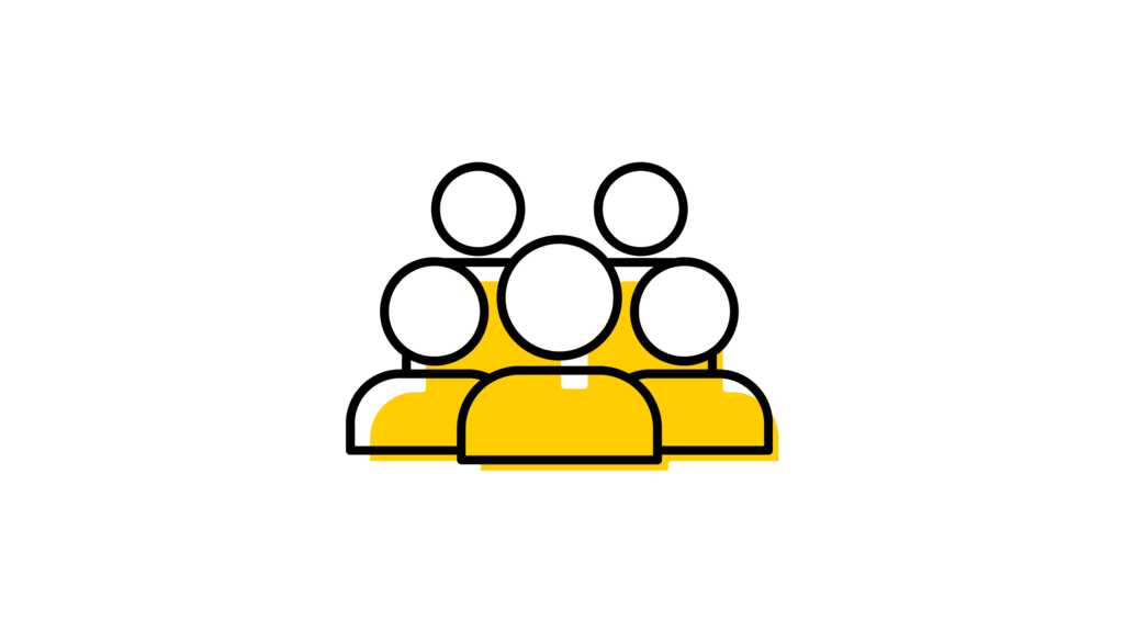 Icon of five people huddled together